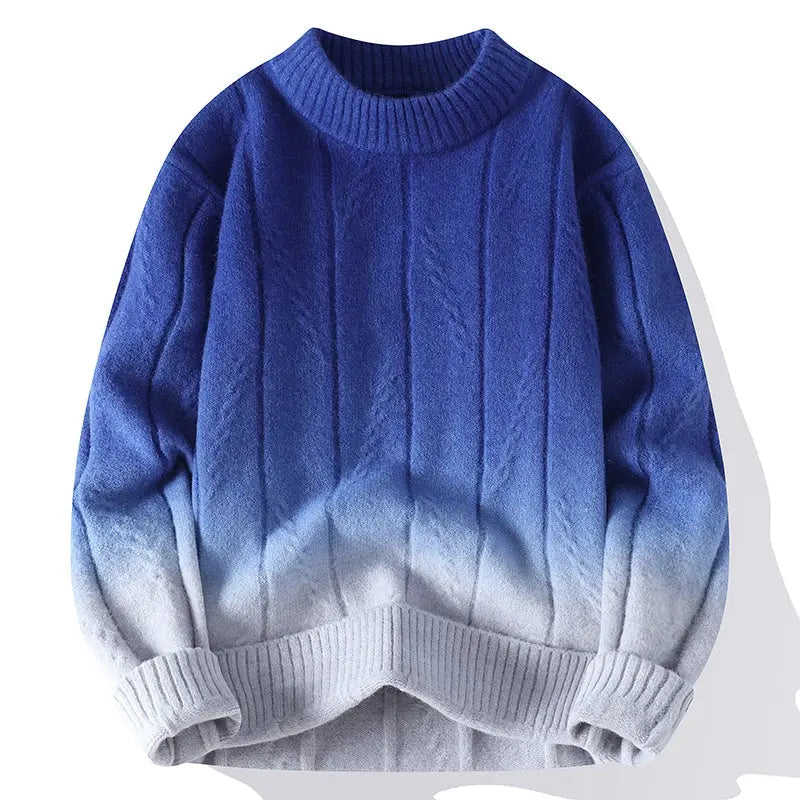 Elegancki męski sweter z dzianiny w gradiencie kolorów zapewniający stylowy wygląd