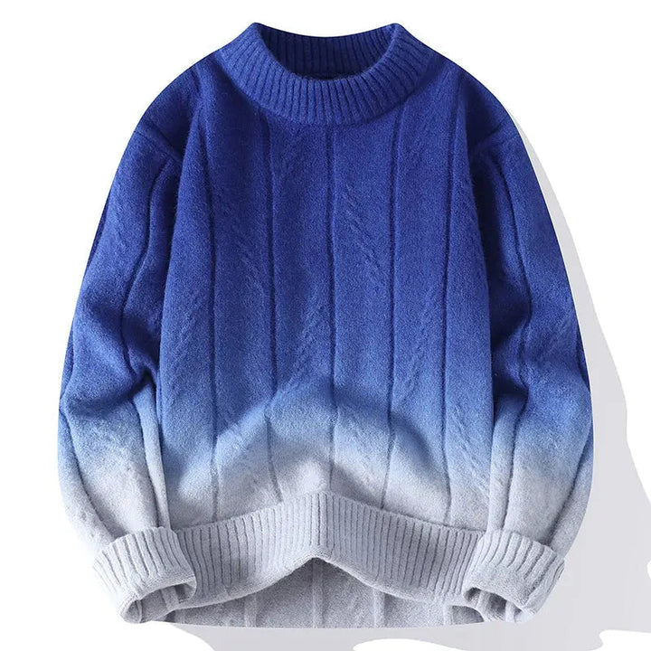 Elegancki męski sweter z dzianiny w gradiencie kolorów zapewniający stylowy wygląd