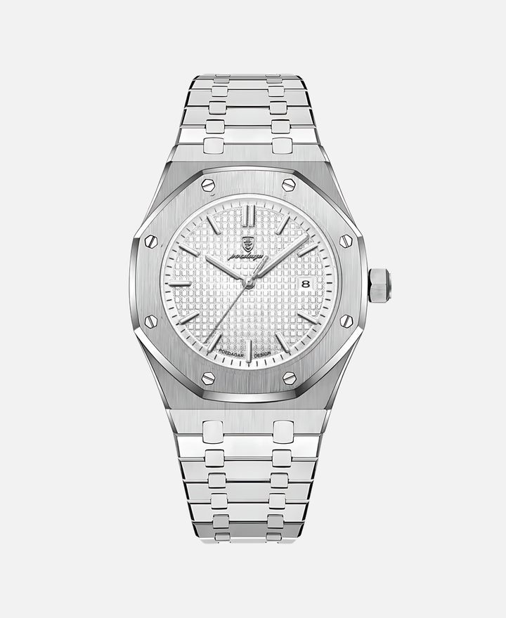 Stylowy zegarek męski 41 mm z solidną kopertą ze stali nierdzewnej