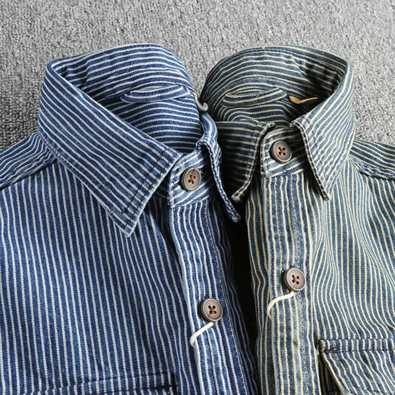 Stylowy design vintage: klasyczna dżinsowa koszula męska zapewniająca ponadczasowy wygląd