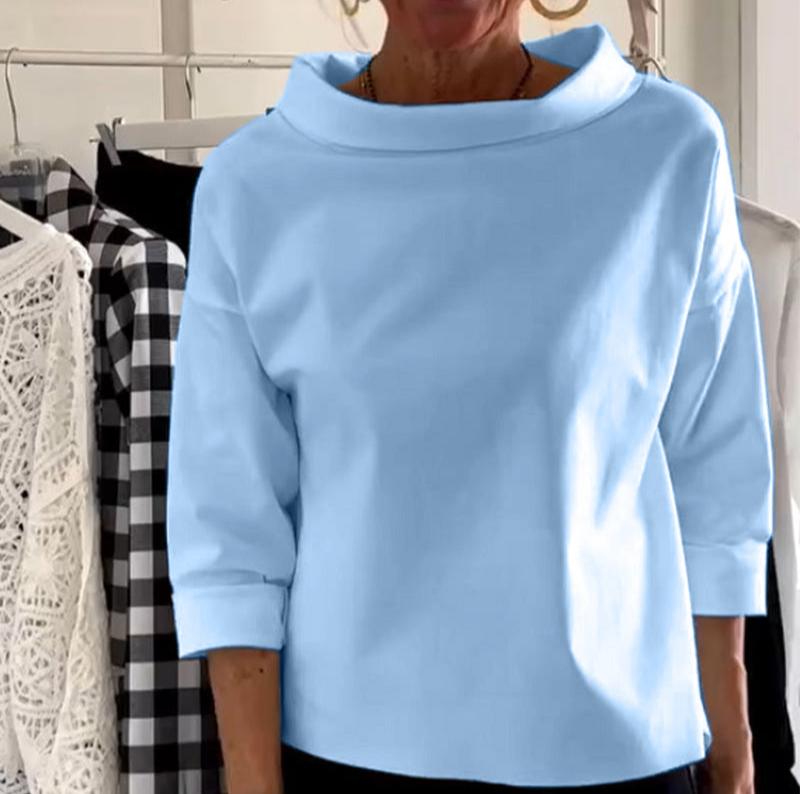 Stylowy damski top z eleganckim wysokim kołnierzem