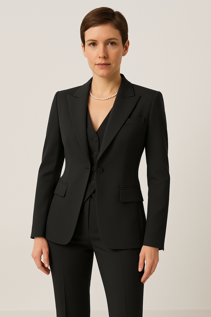 Szykowny damski 3-częściowy garnitur biznesowy ze stylową kamizelką zapewniający elegancki wygląd