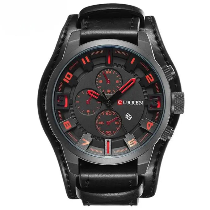 Elegancki męski skórzany zegarek z chronografem na każdą okazję