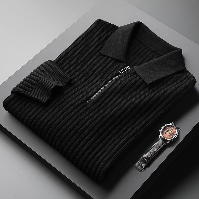 Luksusowy sweter męski z eleganckim kołnierzykiem polo - super miękki i wygodny