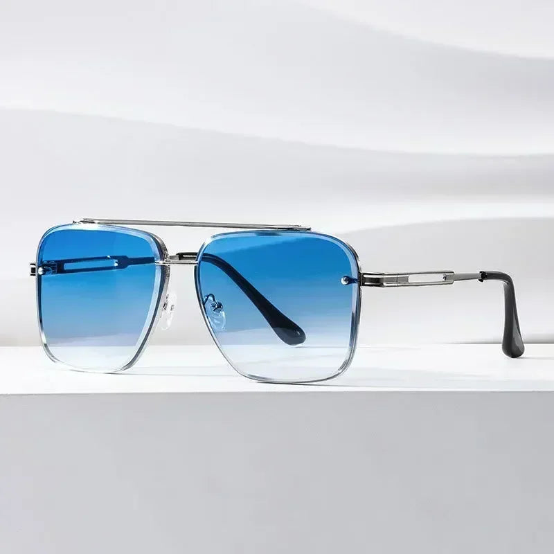 Modne męskie okulary przeciwsłoneczne w nowoczesnym, kwadratowym stylu aviator