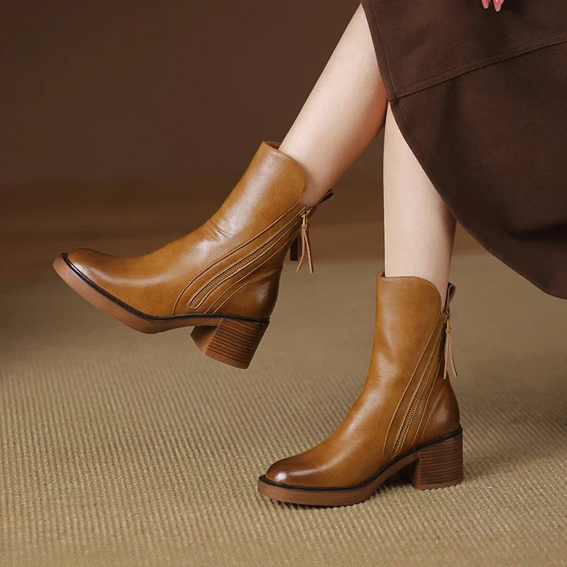 Botki Laura™ z wysokiej jakości skóry z eleganckim obcasem