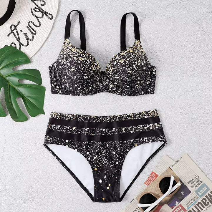 Fina | Elegante High-Waist Bikini Set met Levende Tropische Print voor een stijlvolle beachlook