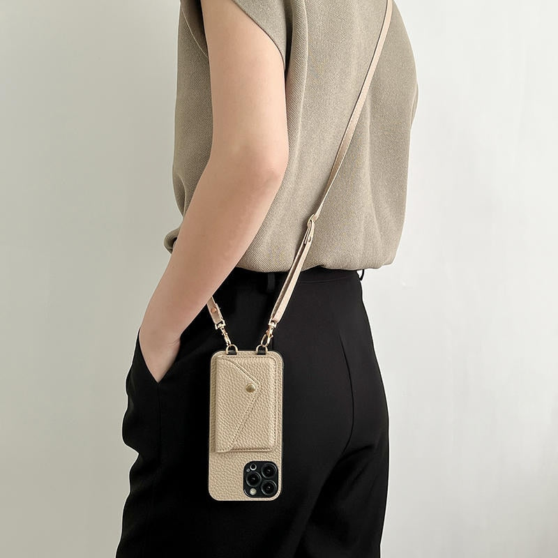 Catherine Luxe Lederen Crossbody Telefoonhoes voor Stijlvolle Bescherming