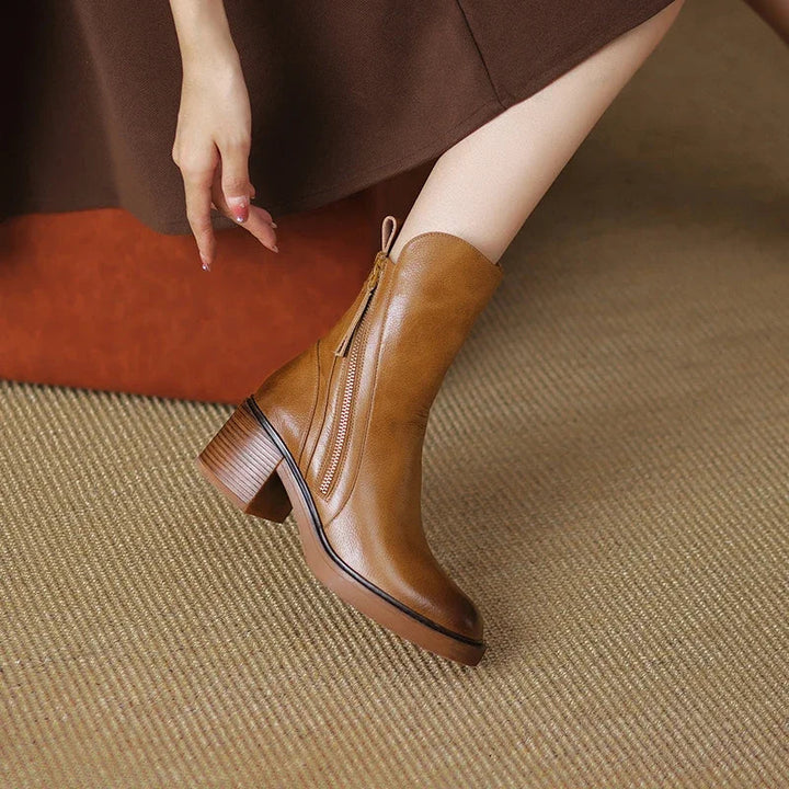 Botki Laura™ z wysokiej jakości skóry z eleganckim obcasem