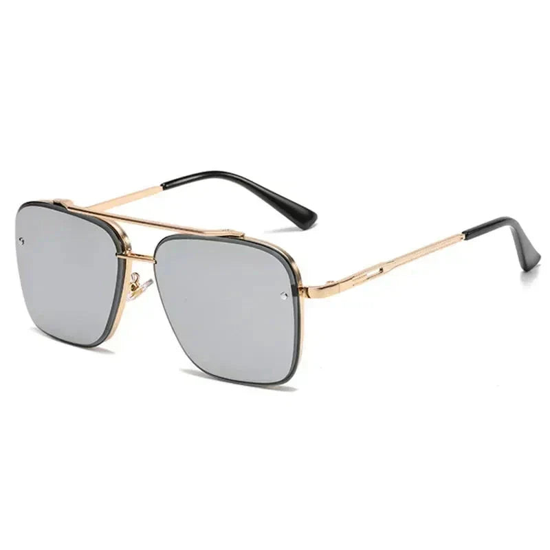 Modne męskie okulary przeciwsłoneczne w nowoczesnym, kwadratowym stylu aviator