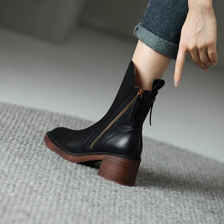 Botki Laura™ z wysokiej jakości skóry z eleganckim obcasem
