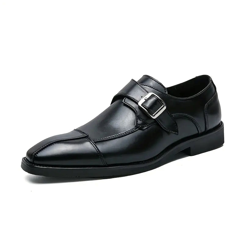 Stylowe męskie buty z paskiem typu monk, zapinane na klamrę, zapewniające elegancki wygląd
