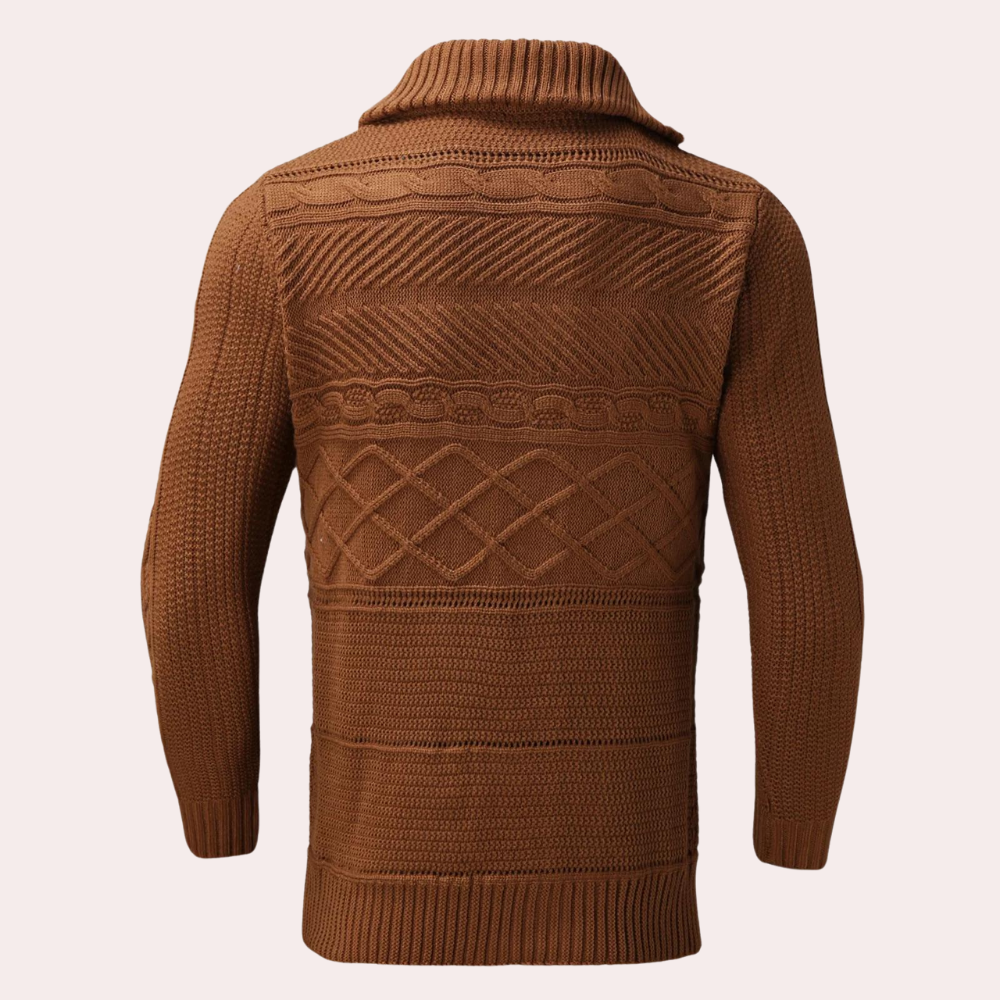 Elegancki sweter męski z golfem wykonany z wysokiej jakości wełny merynosów