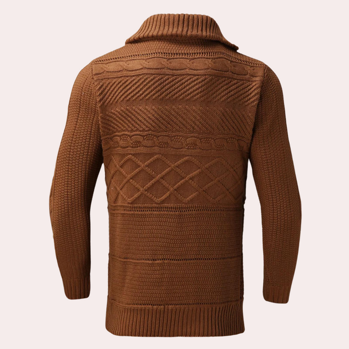 Elegancki sweter męski z golfem wykonany z wysokiej jakości wełny merynosów