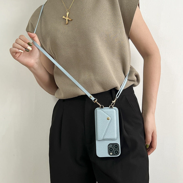 Catherine Luxe Lederen Crossbody Telefoonhoes voor Stijlvolle Bescherming