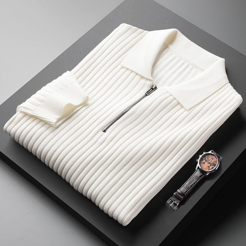 Luksusowy sweter męski z eleganckim kołnierzykiem polo - super miękki i wygodny