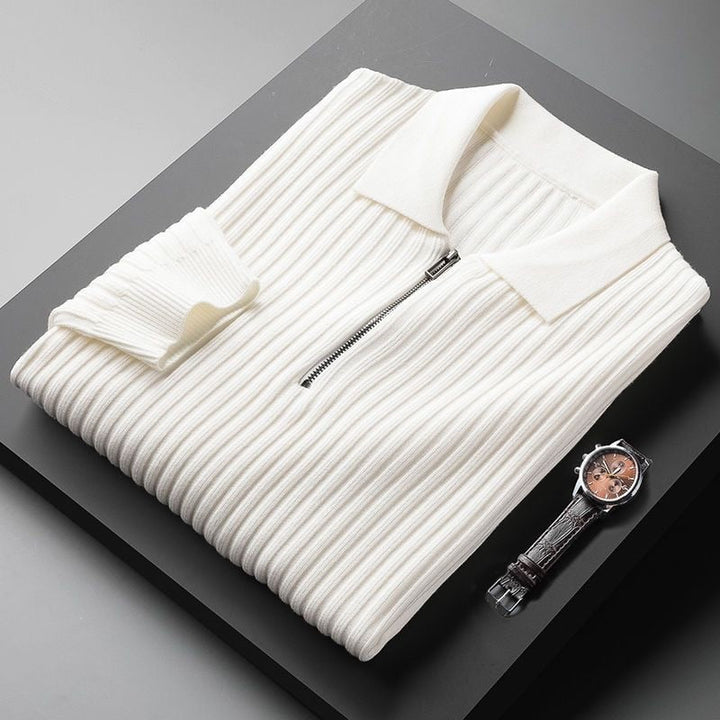Luksusowy sweter męski z eleganckim kołnierzykiem polo - super miękki i wygodny