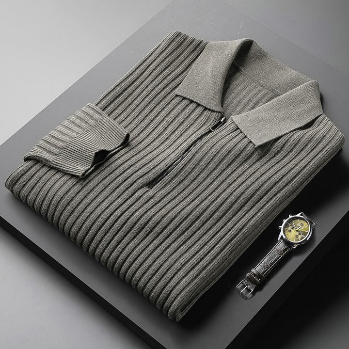 Luksusowy sweter męski z eleganckim kołnierzykiem polo - super miękki i wygodny
