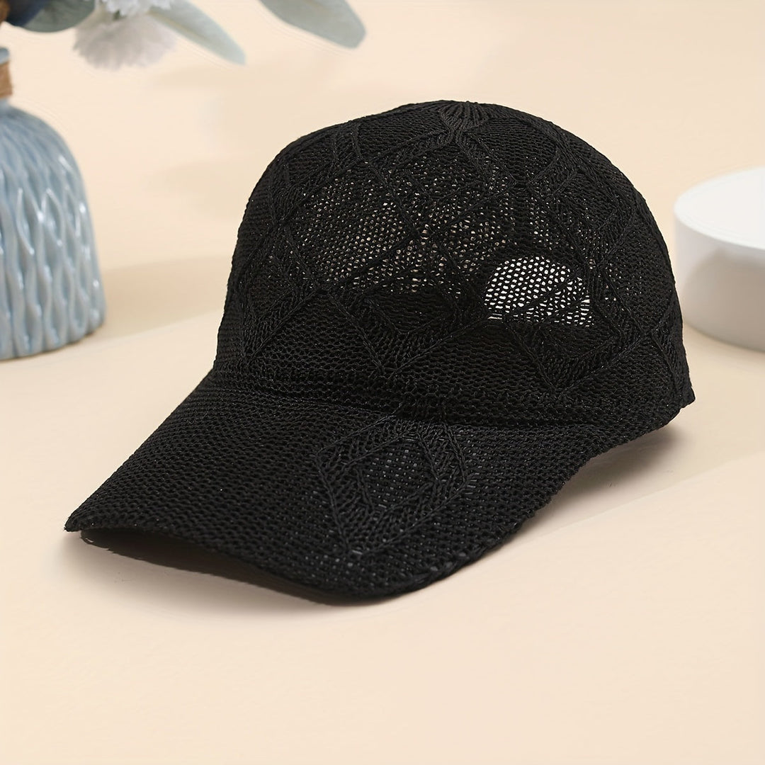 Malvina | Stijlvolle Gehaakte Mesh Cap met Elegante Diamantpatroon