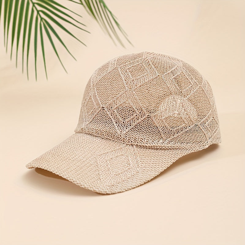 Malvina | Stijlvolle Gehaakte Mesh Cap met Elegante Diamantpatroon