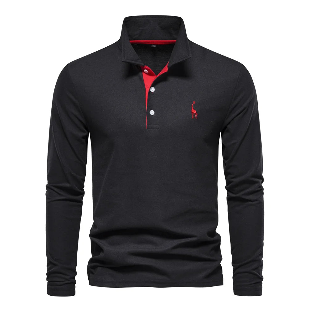 Męski sweter polo z długim rękawem zapewniający stylowy komfort