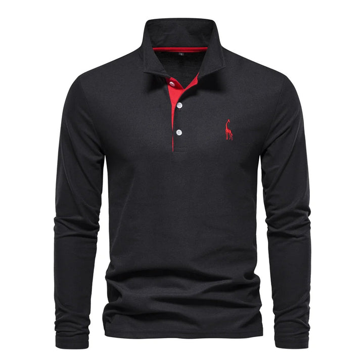 Męski sweter polo z długim rękawem zapewniający stylowy komfort