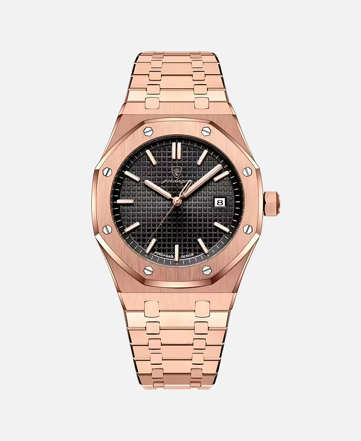 Stylowy zegarek męski 41 mm z solidną kopertą ze stali nierdzewnej