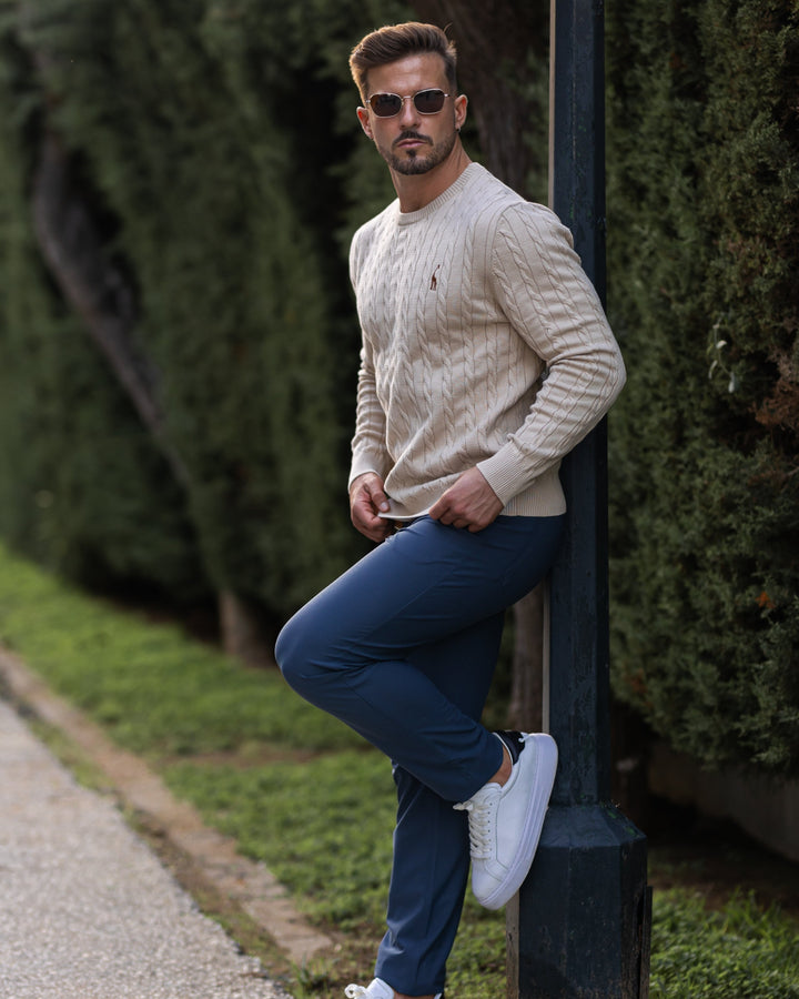 Męski sweter z bawełnianej dzianiny o ponadczasowym stylu