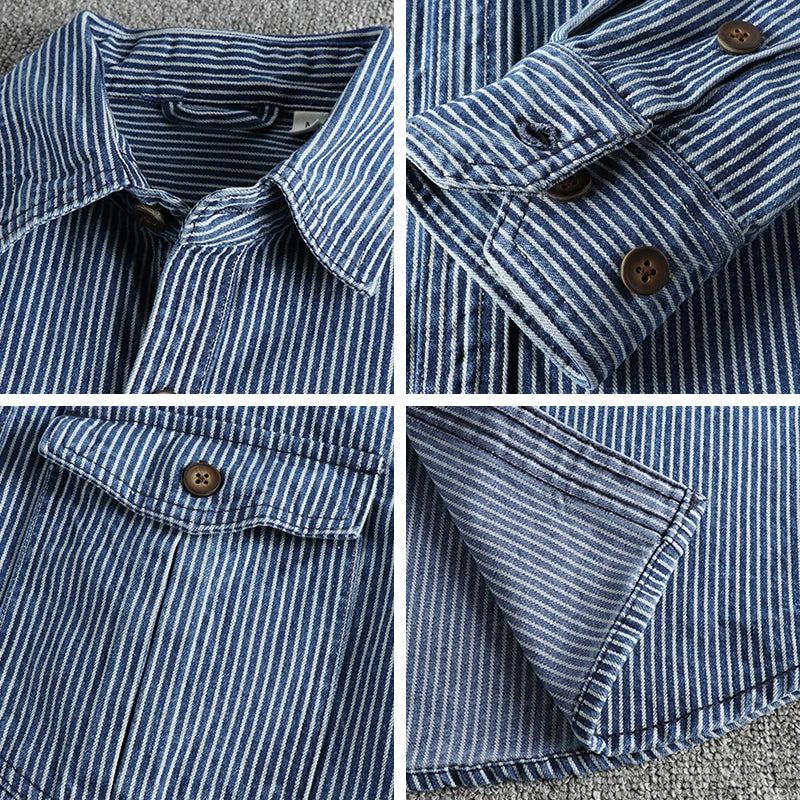 Stylowy design vintage: klasyczna dżinsowa koszula męska zapewniająca ponadczasowy wygląd