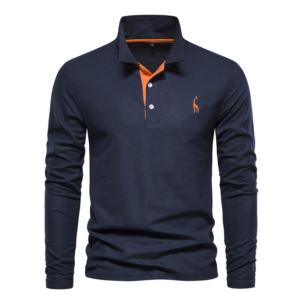 Męski sweter polo z długim rękawem zapewniający stylowy komfort
