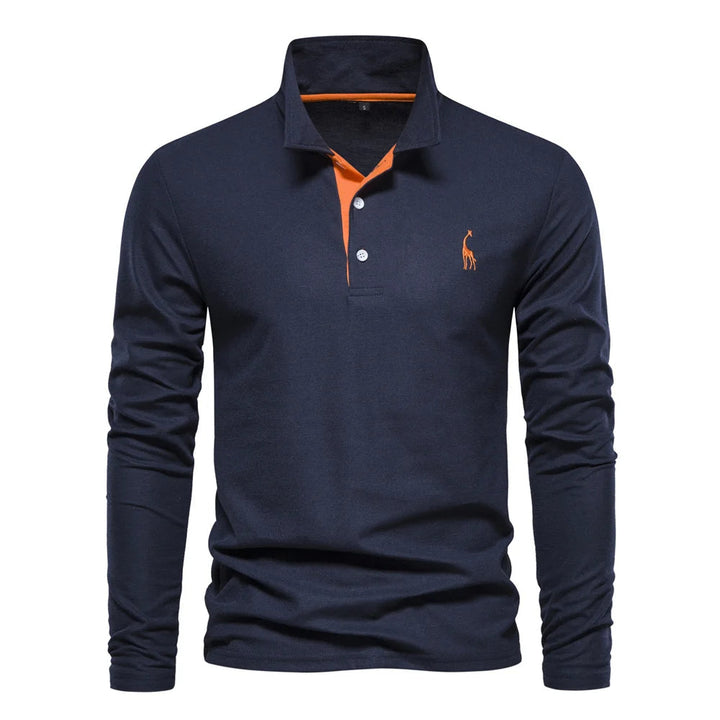 Męski sweter polo z długim rękawem zapewniający stylowy komfort