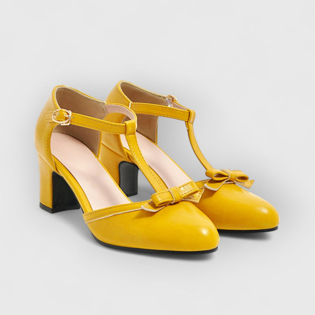 Elegante Orthopädische Damen-Vintage Absatzschuhe mit bezaubernder Schleife