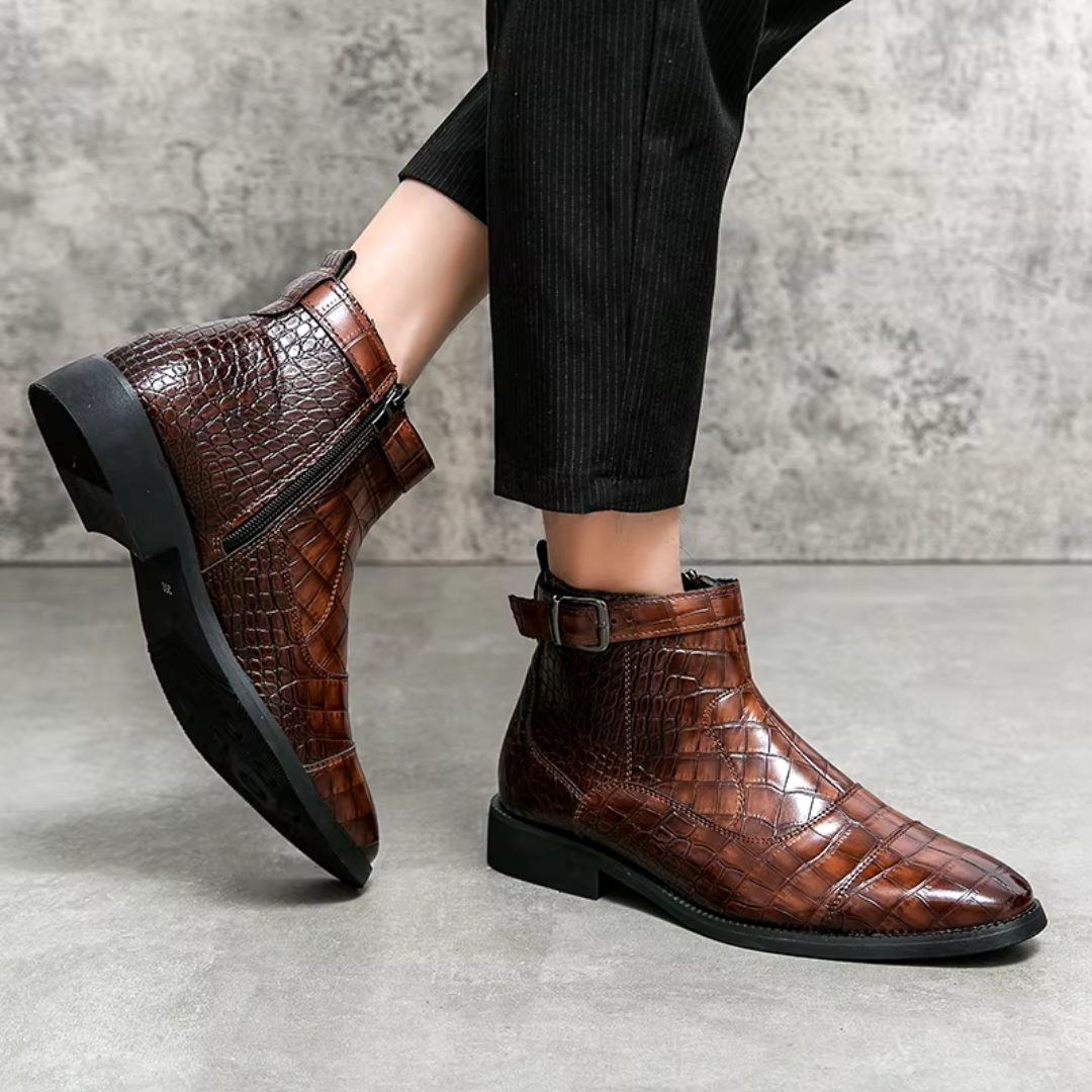 Stylowe męskie skórzane buty Chelsea o eleganckim wyglądzie