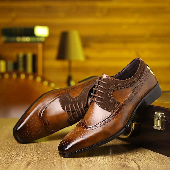 Stylowe męskie skórzane buty biznesowe zapewniające elegancki wygląd