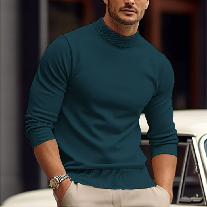 Elegancki sweter męski wykonany z przytulnej, miękkiej bawełny zapewnia stylowy wygląd