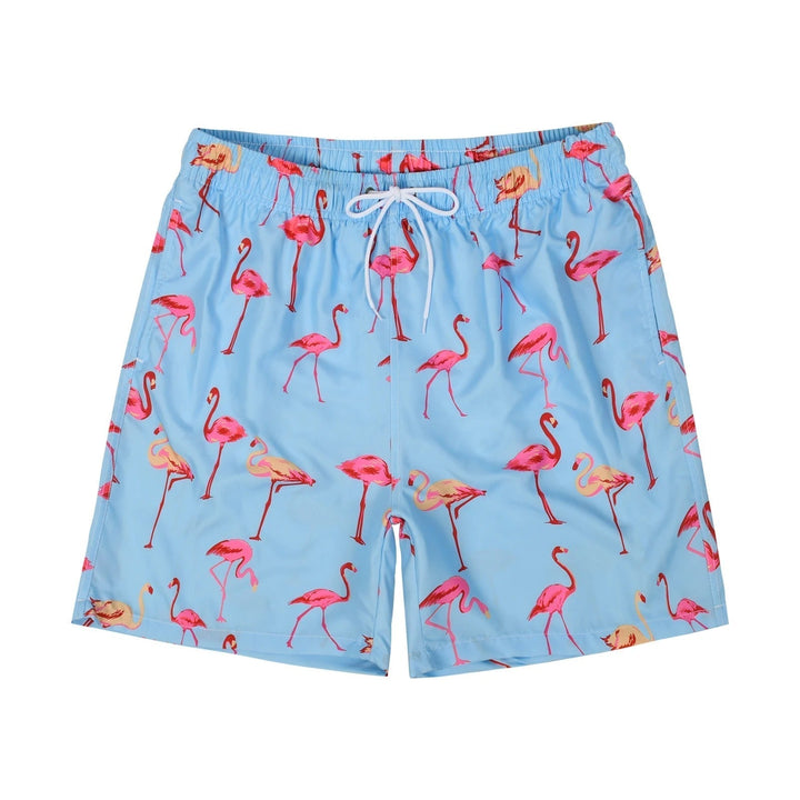Stijlvolle lichtblauwe zwemshort met trendy vogelprint - Hayden