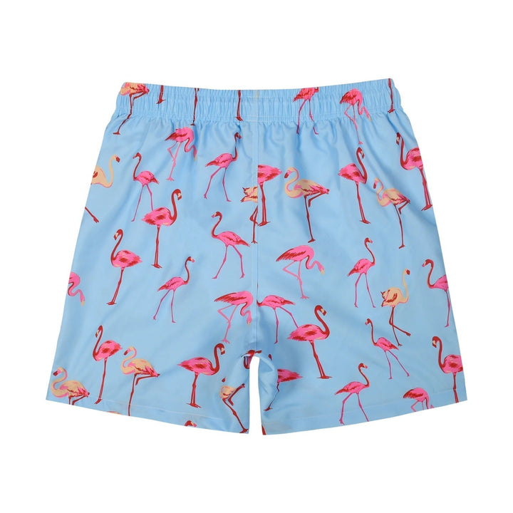 Stijlvolle lichtblauwe zwemshort met trendy vogelprint - Hayden