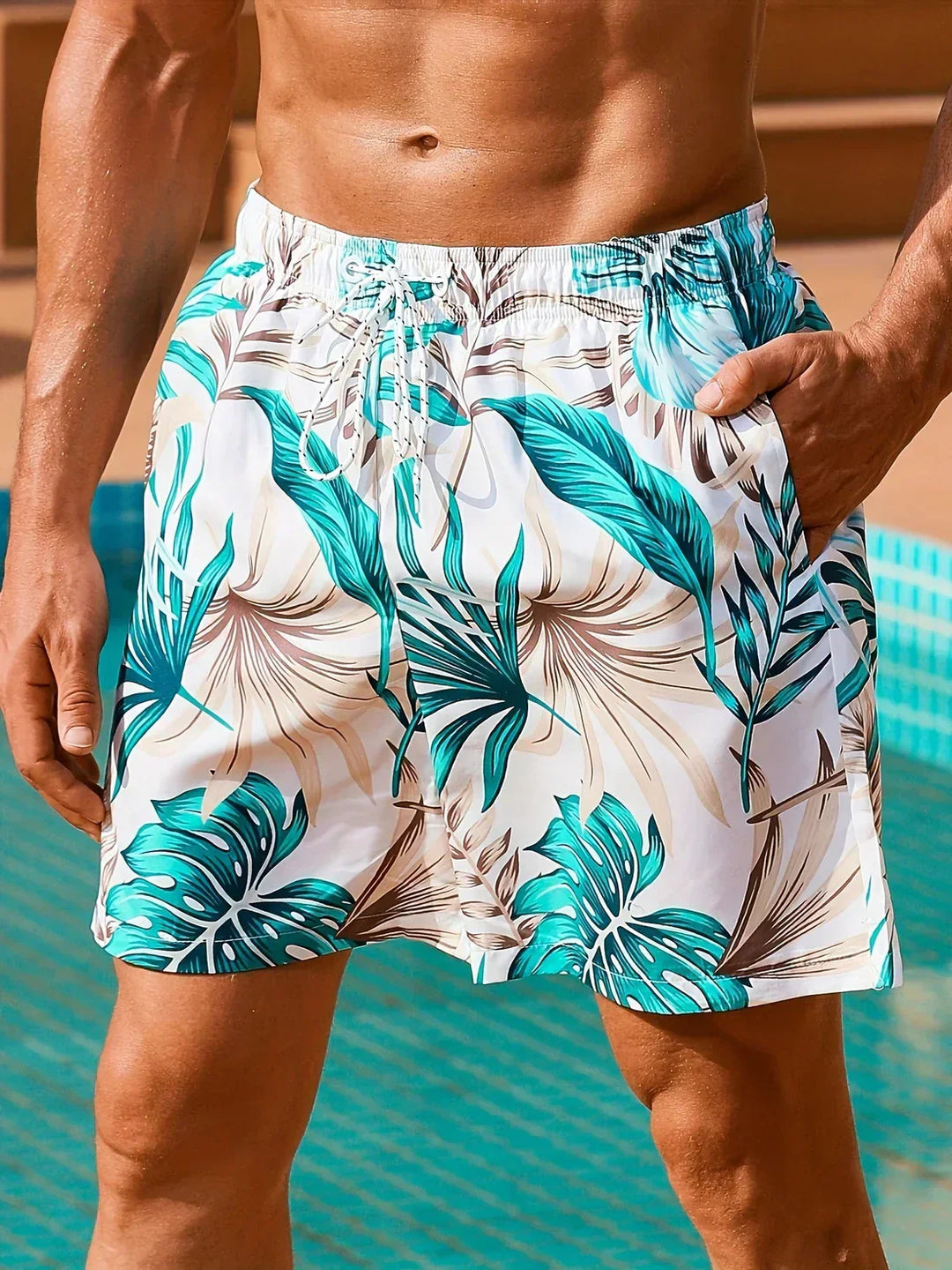 Calvin Tropische zwemshort met praktische zakken voor ultiem comfort