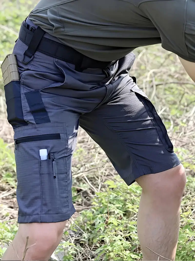 Męskie szorty outdoor cargo z kilkoma praktycznymi kieszeniami