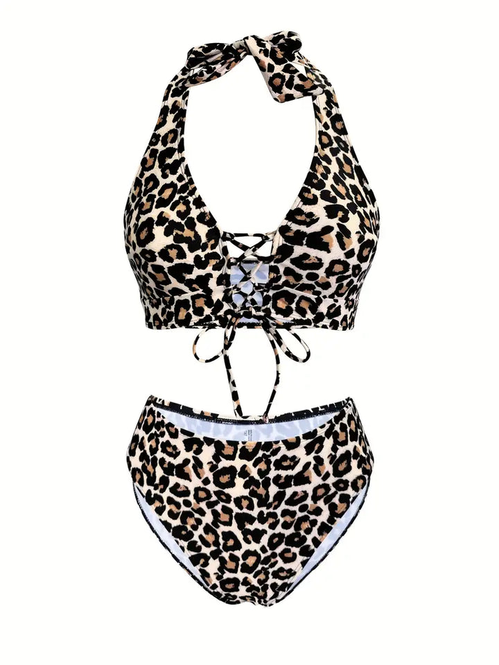 Felice - Ensemble de Bikini à Nouer avec Imprimé Léopard pour un Style Sauvage et Élégant
