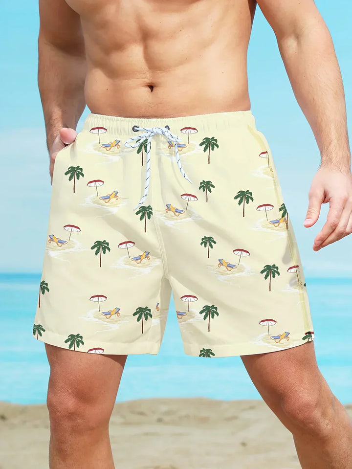 Eleganckie szorty plażowe z modnym palmpatroonem - Ivan
