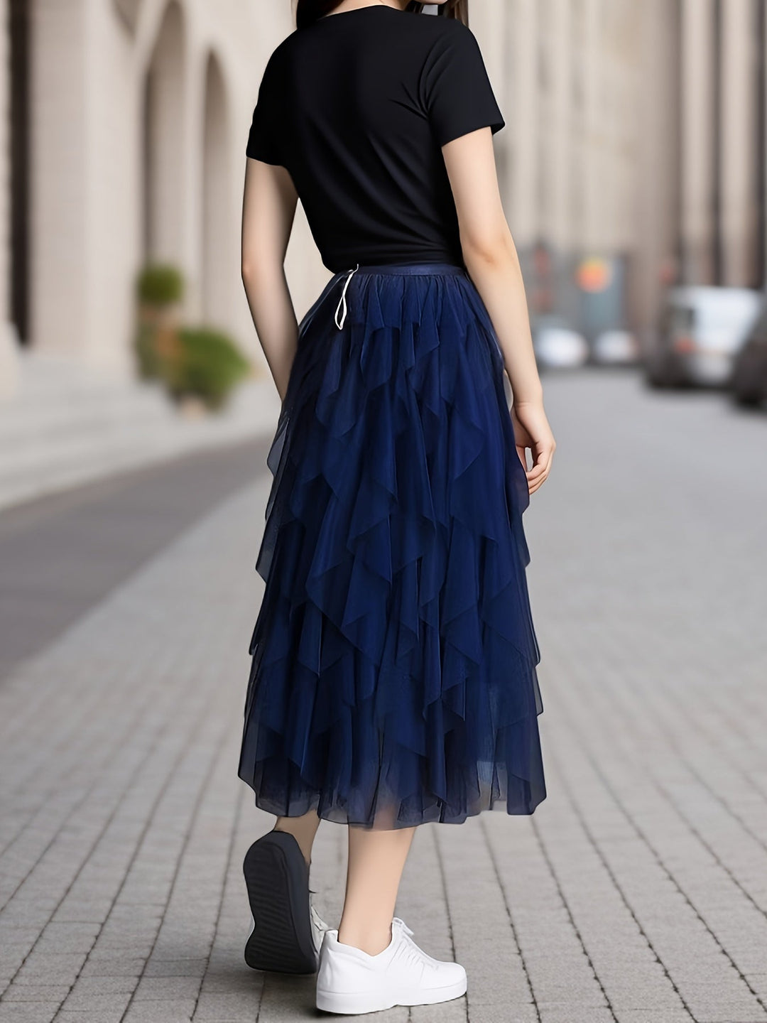 Elegante Dames Gelaagde Maxi Rok in Extended Heather-Design