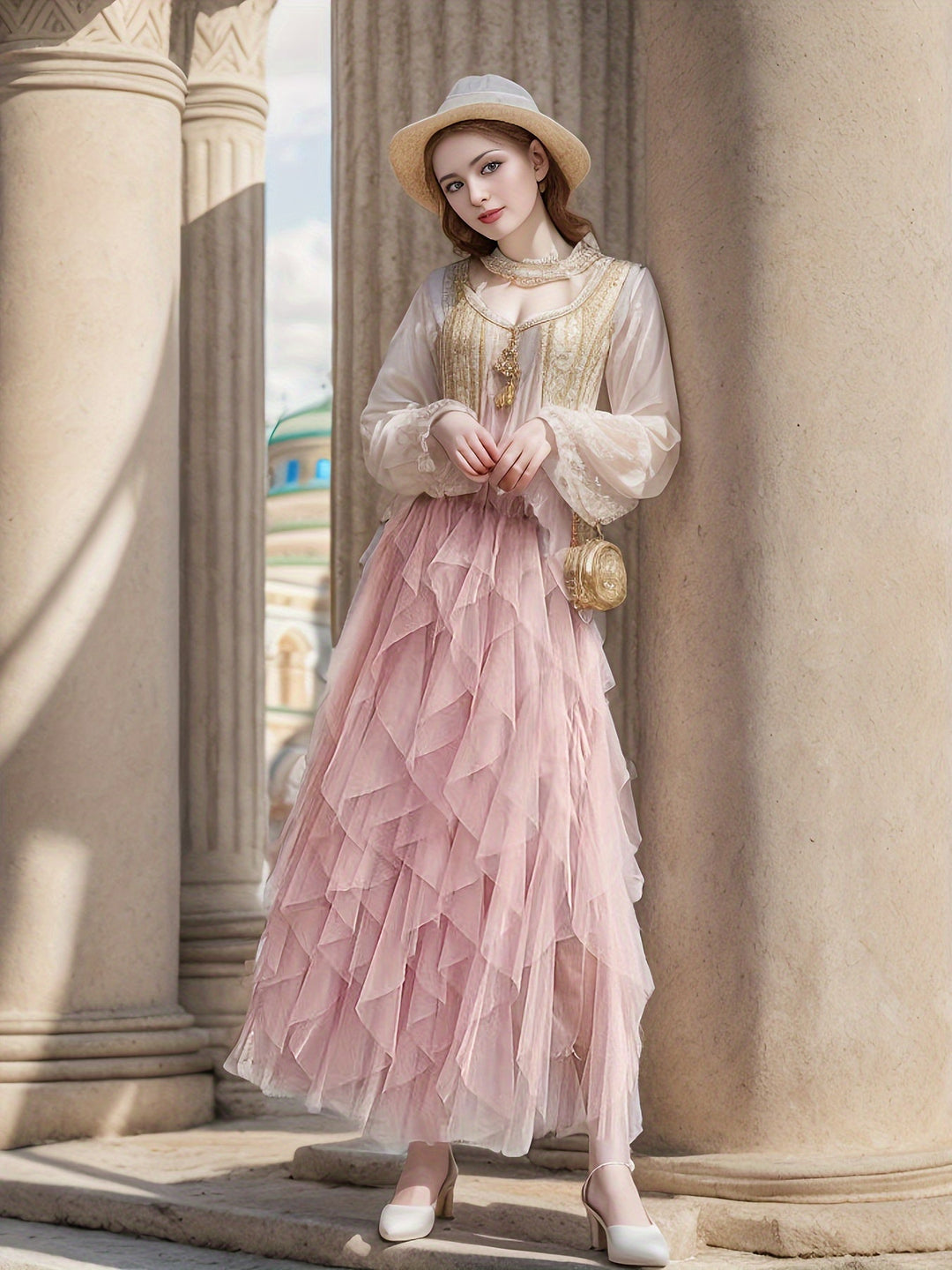 Elegante Dames Gelaagde Maxi Rok in Extended Heather-Design