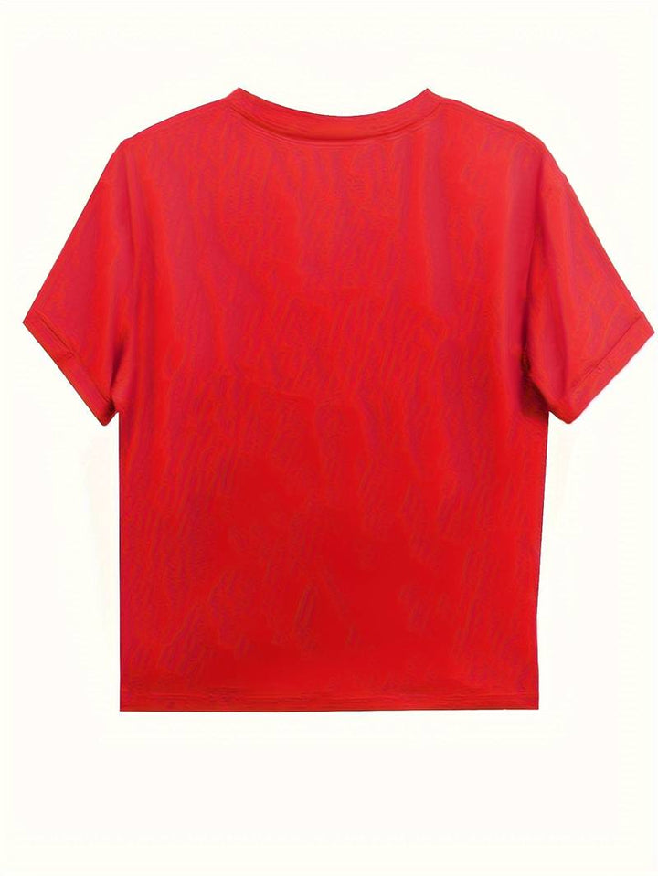 Elegancki damski top z motywem serca i okrągłym dekoltem