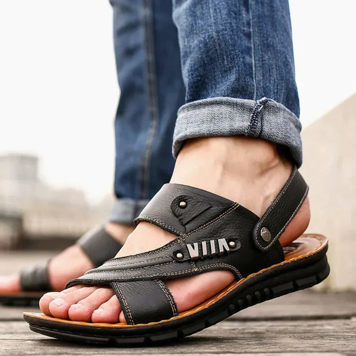 Nellio - Eleganckie skórzane sandały męskie w stylu vintage zapewniające stylowy komfort
