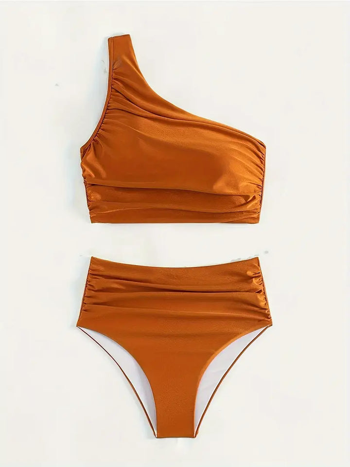 Farzeen Elegance | Chic One-Shoulder High-Waisted Bikini Set for Effortless Style