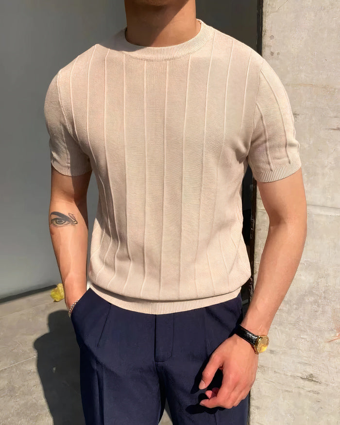 Stylowy i oddychający prążkowany T-shirt męski na lato - Kilian