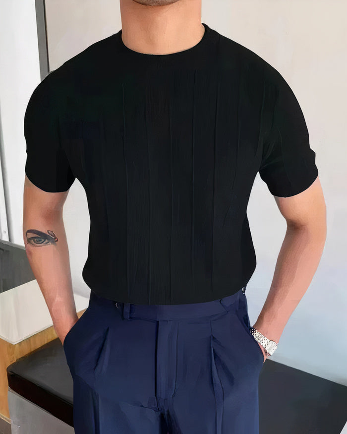 Stylowy i oddychający prążkowany T-shirt męski na lato - Kilian
