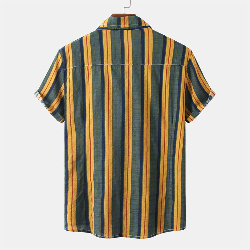 Stylowa męska koszulka z krótkim rękawem w retro paski