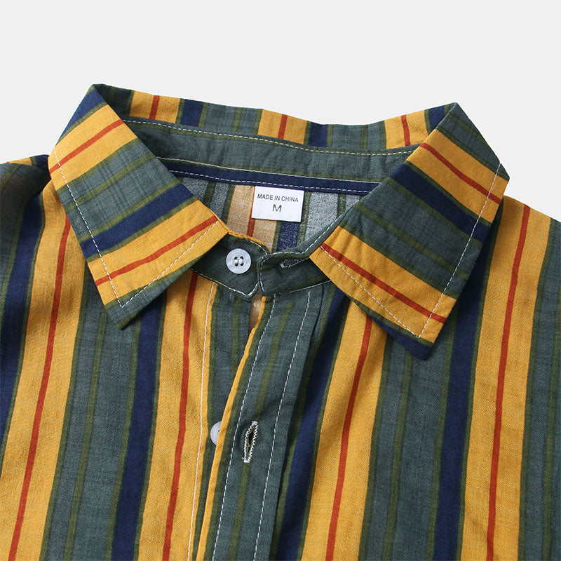 Stylowa męska koszulka z krótkim rękawem w retro paski